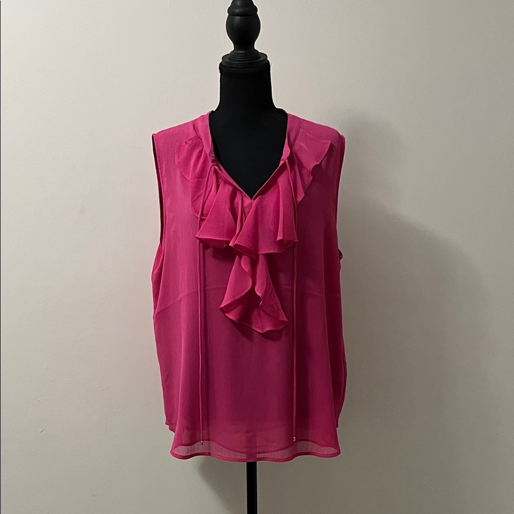 Tommy Hilfiger Pink Ruffle Sleeveless Blouse